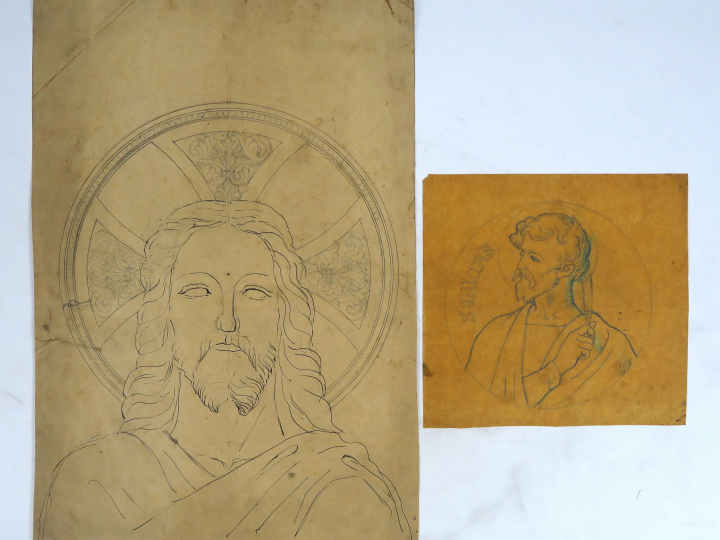 Ecole française XIXème « Projet pour un vitrail figurant le Christ à l