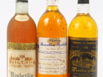 Vente aux enchères 3 BOUTEILLES : 1 MONBAZILLAC 1966 - 1 MONBAZILLAC 1995 - 1 LOUPIAC 199