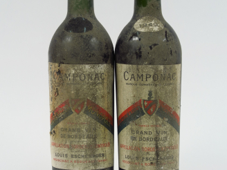 Vente aux enchères 2 BOUTEILLES CAMPONAC BORDEAUX L. ESCHENAUER - 1949 - BG/1 PRESUMEE/BS