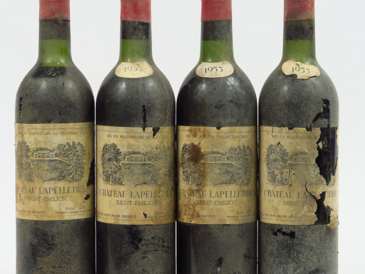 4 BOUTEILLES CHÂTEAU LAPELLETRIE ST EMILION - 1953 - 1 LB/2 LB-HEP/1 H