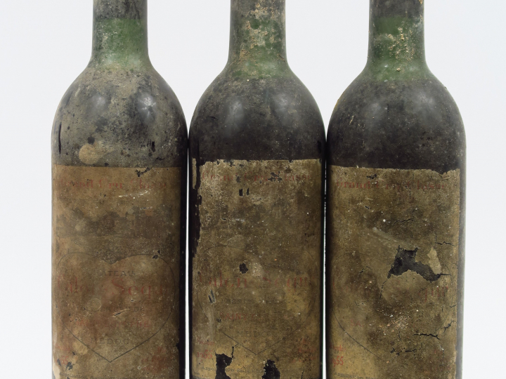 3 BOUTEILLES CHÂTEAU CALON SEGUR GCC STE ESTEPHE - 1955 - 1 LB/2 HEP/E