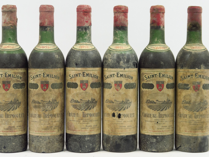 6 BOUTEILLES CHÂTEAU TRIMOULET GCC ST EMILION - 1955 - 1 HEP/1 MEP/4 B