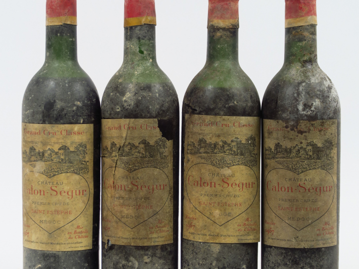 4 BOUTEILLES CHÂTEAU CALON SEGUR GCC ST ESTEPHE - 1957 - 2 MEP/2 BEP/E