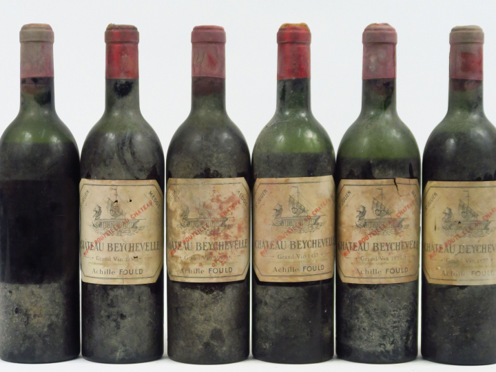 6 BOUTEILLES CHÂTEAU BEYCHEVELLE GCC ST JULIEN - 1957 - 3 MEP/2 BEP/1 