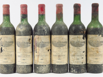 Vente aux enchères 6 BOUTEILLES CHÂTEAU BEAUSEJOUR ST ESTEPHE  - 1958 - 5 MEP/1 BEP/EA/BS