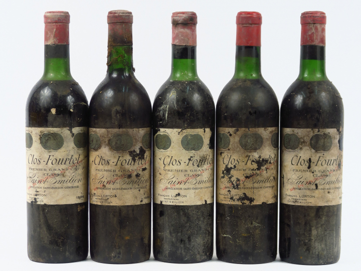 5 BOUTEILLES CLOS FOURTET 1er GCC ST EMILION - 1966 - 1 BG/4 HEP/EA/BS
