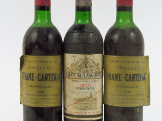 Vente aux enchères 3 BOUTEILLES de 1970 : 1 CHÂTEAU LASCOMBES GCC MARGAUX LB/BS - 2 CHÂTE