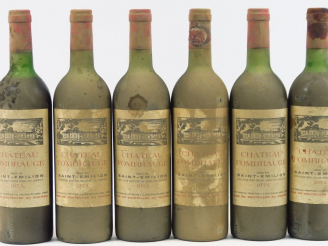 Vente aux enchères 6 BOUTEILLES CHÂTEAU FOMBRAUGE GC ST EMILION - 1974 - 4 LB/1 HEP/1 MEP