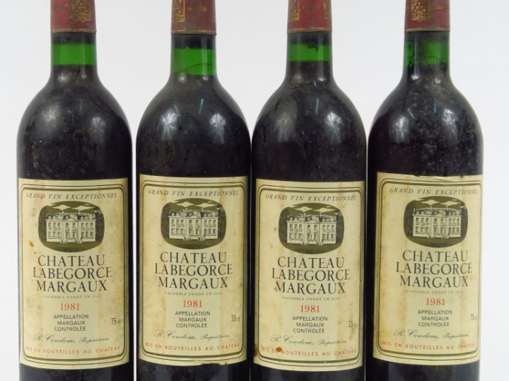 4 BOUTEILLES CHÂTEAU LABEGORCE MARGAUX - 1981 - BLS