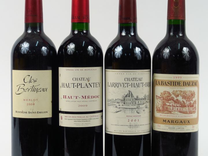 4 BOUTEILLES : 1 CHÂTEAU LA BASTIDE DAUZAC MARGAUX LURTON 1999 - 1 CHÂ