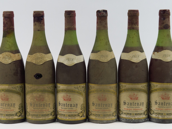6 BOUTEILLES SANTENAY R. MISSELIS - 1978 - 2 à 4 CM/1 à 4,5 CM/1 à 5 C