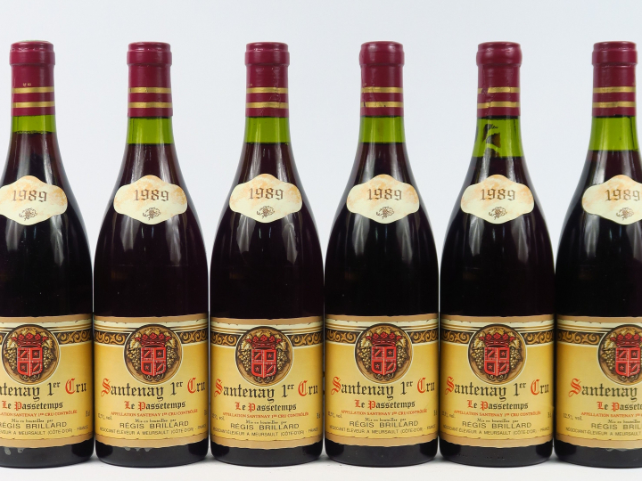 6 BOUTEILLES SANTENAY 1er CRU 'LE PASSETEMPS' R. BRILLARD - 1989