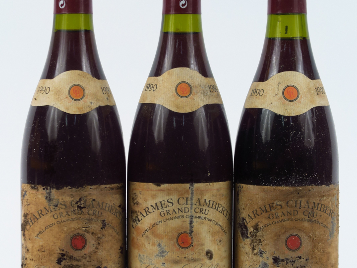3 BOUTEILLES CHARMES CHAMBERTIN GC G. LEBLANC - 1990 - 2,5 CM/EA