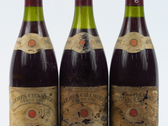 Vente aux enchères 3 BOUTEILLES CHARMES CHAMBERTIN GC G. LEBLANC - 1990 - 2 CM/2,5 CM/4 C