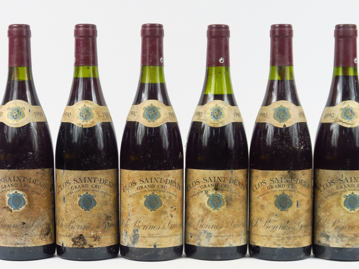6 BOUTEILLES CLOS ST DENIS GC CHÂTEAU BONNES   GUERRE - 1990 - 2 à 1 C