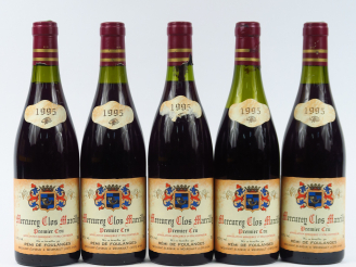 Vente aux enchères 5 BOUTEILLES MERCUREY 1er CRU 'CLOS MARCILLY' R. BRILLARD - 1995 1 à 5