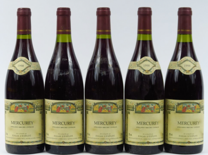 5 BOUTEILLES MERCUREY E. D'ESPLOT - 1998 - 2 PRESUMEES
