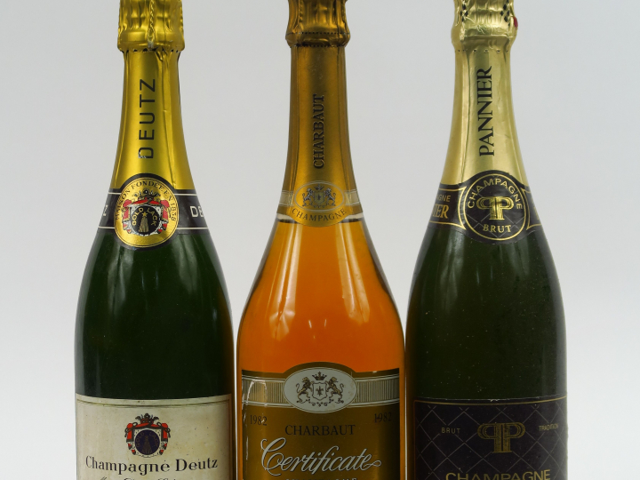3 BOUTEILLES CHAMPAGNE : 1 DEUTZ 'GOLD LACK' - 1 CHARBAUT BLANC DE BLA