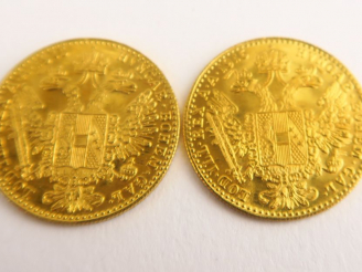 Vente aux enchères 2 pièces de 1 ducat Autriche Hongrie en or 1815