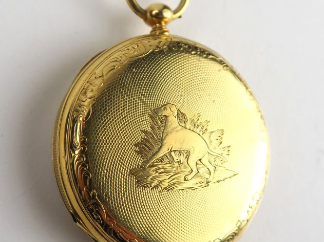 Montre de gousset en or, cuvette en métal. Poids tel : 58 g