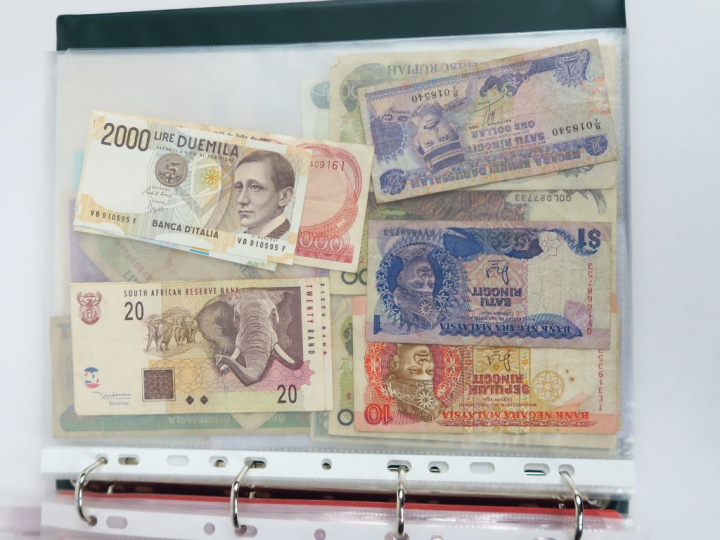 Collection de billets, pièces d'argent et métal dans 4 albums.