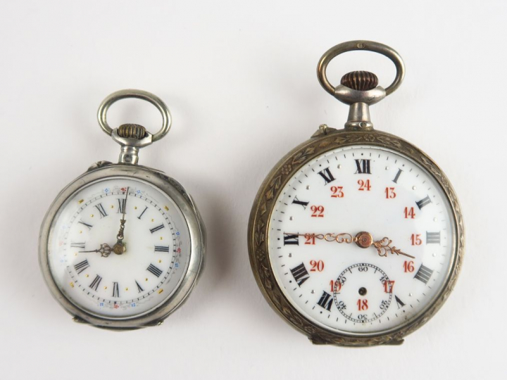 Montre de gousset en argent (lot 1), 47 g. On y joint une montre de co