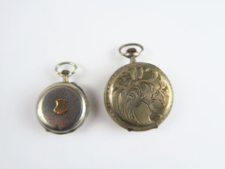 Montre de gousset en argent (lot 1), 47 g. On y joint une montre de co
