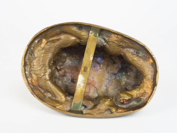 GALOYER. "Scarabée". Sculpture en bronze patine brune. Signée.   Épreu
