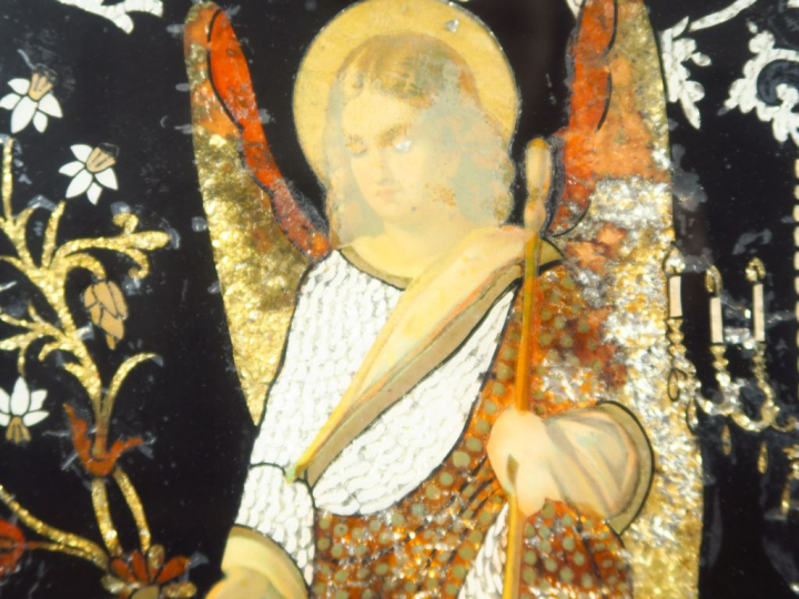 Paire d’encadrements religieux «Maria de los dolores » et « San Rafael