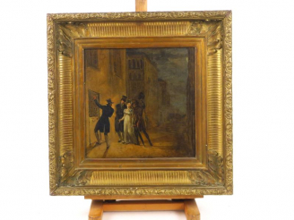 Vente aux enchères Ecole française XIXème "Le retour" Huile sur toile, marouflée sur cart