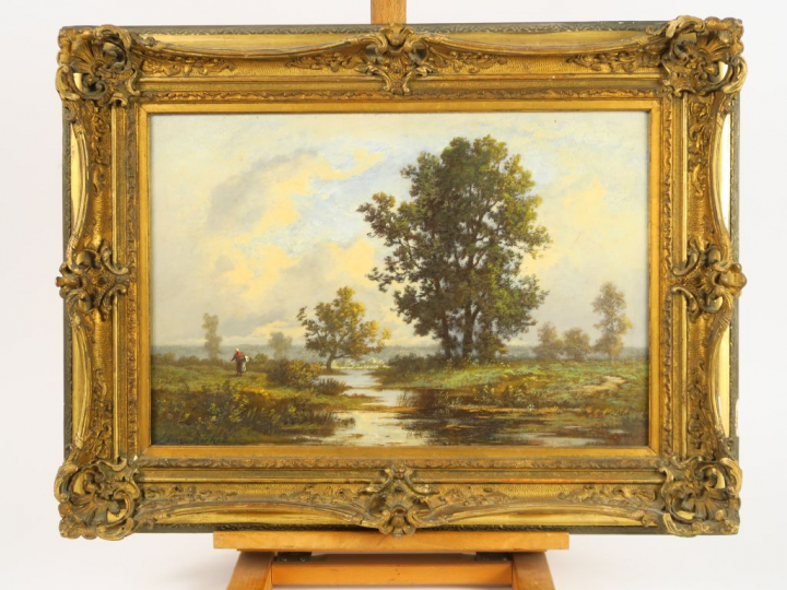 Léon RICHET « Paysages » Paire d’huiles sur toile.  Signées en bas à g