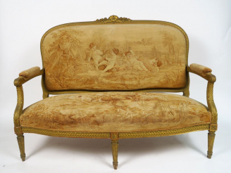 Vente aux enchères Canapé et paire de fauteuils Napoléon III de style Louis XVI en bois s