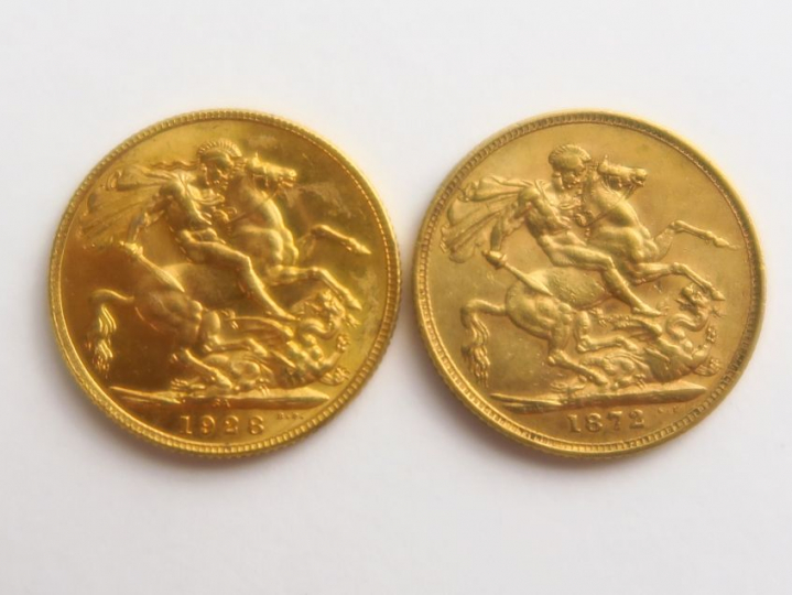 2 souverains or : 1 pièce Georges V et 1 pièce Victoria FRAIS ACHETEUR