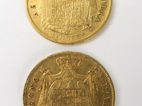 2 pièces de 40 lires en or , 1810 M et 1814 M FRAIS ACHETEUR : 5 % TTC