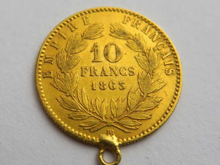 1 pièce de 10 fcs 1863, anneau soudé