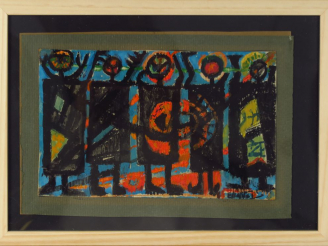 Vente aux enchères EFFAT NAGUI "Les chevaliers" Huile sur papier. Signée en bas à droite 