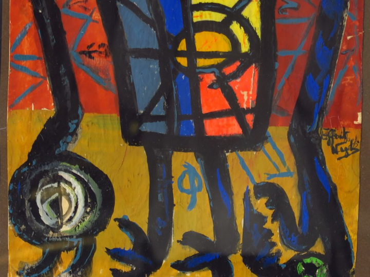 EFFAT NAGUI "Composition" Huile sur papier. Signée en bas à droite  33