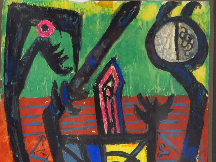 EFFAT NAGUI "Composition" Huile sur papier. Signée en bas à droite  33