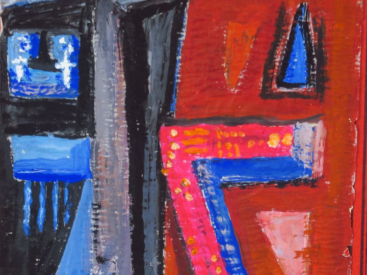 EFFAT NAGUI "Composition" Gouache sur papier. Signée en bas à droite. 