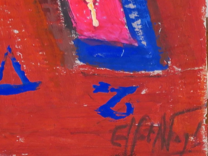 EFFAT NAGUI "Composition" Gouache sur papier. Signée en bas à droite. 