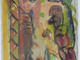 Vente aux enchères EFFAT NAGUI "Composition" Technique mixte sur papier.  Signée en bas à