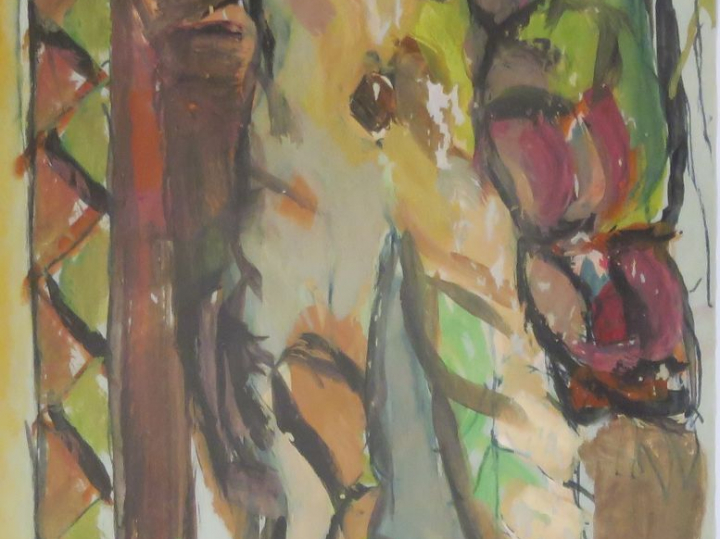 EFFAT NAGUI "Composition" Technique mixte sur papier.  Signée en bas à