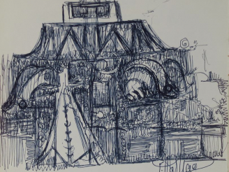 Vente aux enchères EFFAT NAGUI.  Catalogue d'exposition à Rome contenant deux dessins ori