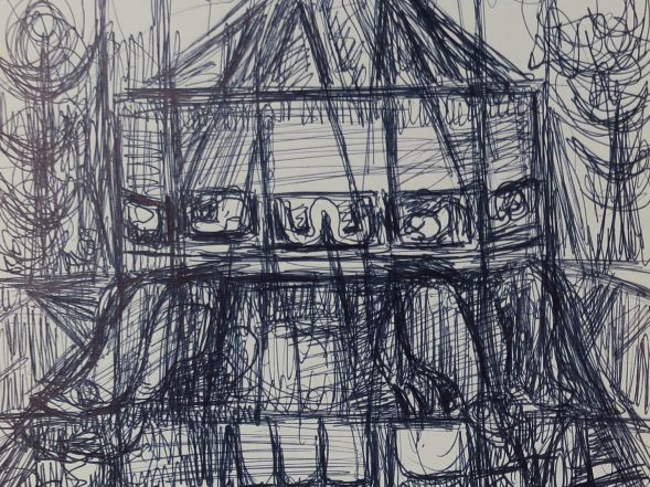 EFFAT NAGUI.  Catalogue d'exposition à Rome contenant deux dessins ori