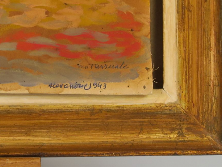 Edward MATUSZCZAK "Le jardin de Richard" Huile sur papier. Signée en b