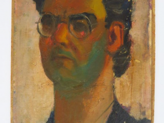 Vente aux enchères SEIF WANLY "Autoportrait" Huile sur toile marouflée sur panneau.  Sign
