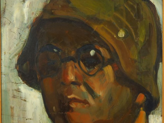 Vente aux enchères SEIF WANLY "Portrait d'homme" Huile sur papier.  Signée en bas à droit