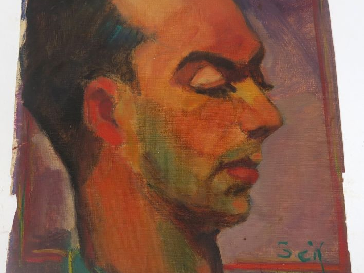 SEIF WANLY "Portrait de Charles Zamar" Huile sur toile. Signée en bas 