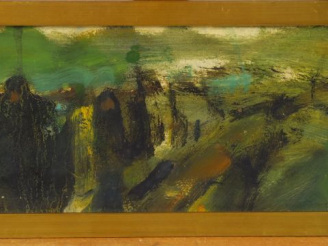 Vente aux enchères SEIF WANLY "Emigrés" Huile sur carton. Signée en bas à droite. 12 x 39