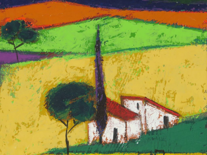 BONNAFE-ROQUES "Les arbres noirs" Huile sur toile. Signée en bas à dro